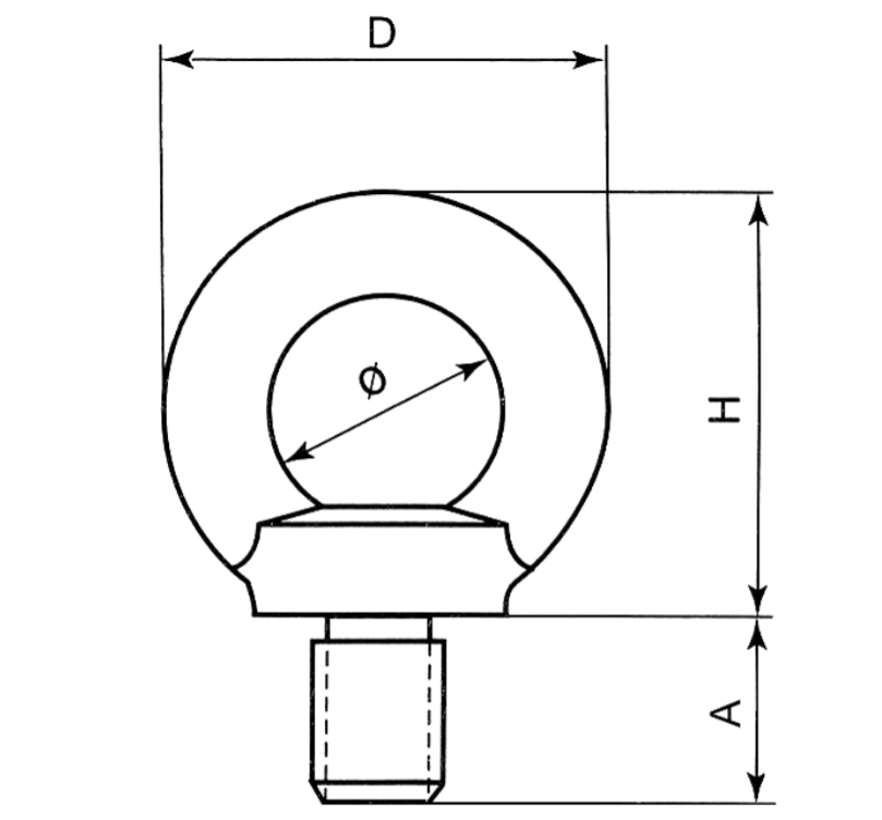 Śruba z uchem - M6 - rysunek techniczny