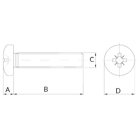 Wkręt metryczny z łbem walcowym z gwintem na całości - 3 x 6 / INOX