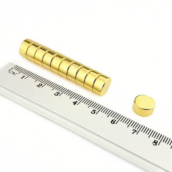 MW 10x5 złoty / N52 - magnes neodymowy walcowy