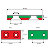 MPŁ 40x15x5 z otworami (8/4 mm) "N" / N38 - magnes neodymowy