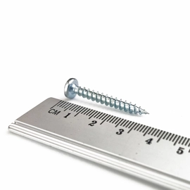 Wkręt uniwersalny do drewna z łbem walcowym, ocynk biały - 4.0 x 30