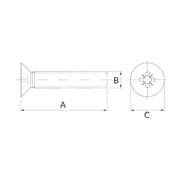 Wkręt metryczny z łbem stożkowym z gwintem na całości - 6 x 50 / INOX